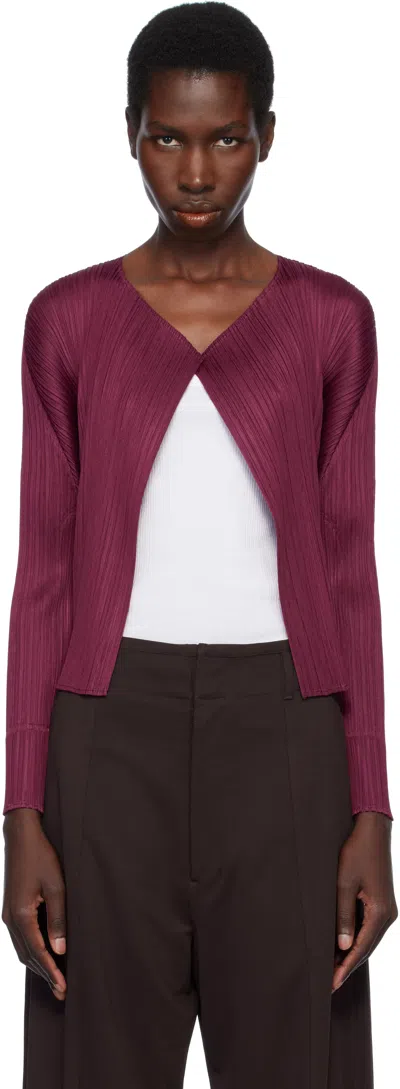Issey Miyake Purple Monthly Colors March Cardigan In 84 Bordeaux