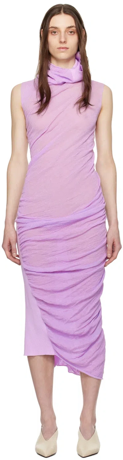 Issey Miyake Purple Twisted Maxi Dress