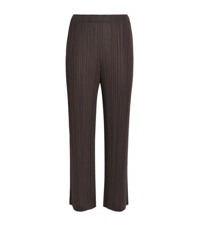 Issey Miyake Slim Fit Pleated Trousers In Brown