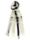 Issey Miyake Checked Pattern Scarf Fringe Detailing In Neutral