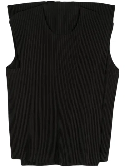 Issey Miyake Rectangle Plissé-effect Top In 黑色