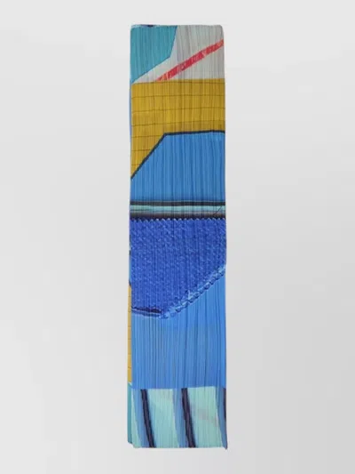 Issey Miyake Rectangular Scarf Pleated Texture Design In Blue