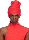 Issey Miyake Red Knit 'as It Is' Beanie In Red