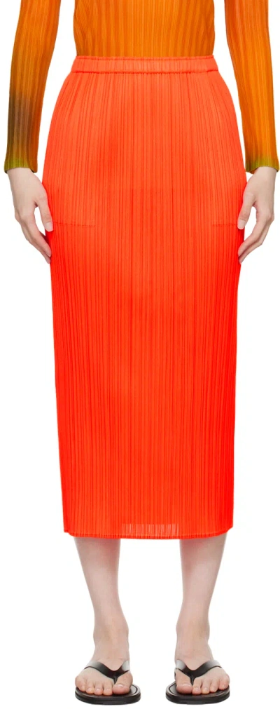 Issey Miyake Red Monthly Colors April Midi Skirt In 25 Habanero