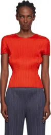 Issey Miyake Red Monthly Colors July T-shirt In Orange