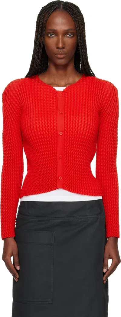 Issey Miyake Red October Spongy-58 Cardigan