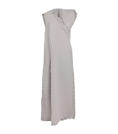 Issey Miyake Resonant Pleats Maxi Dress In Grey | ModeSens