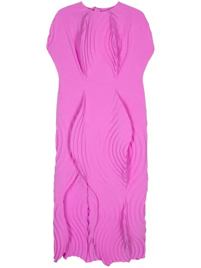 Issey Miyake Resonant Pleats Midi Dress In Pink