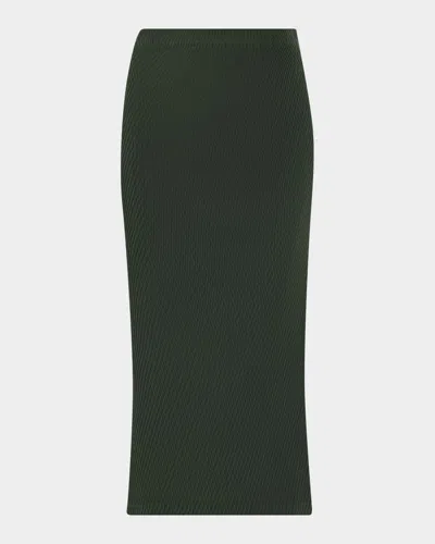 Issey Miyake Rhombus Double-pleated Midi Skirt In Green