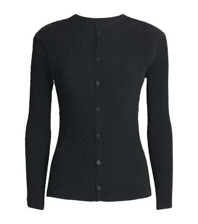 Issey Miyake Rhombus Pleats Cardigan In Black