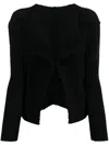 Issey Miyake Ribbed-detailing Open-front Jacket In Black