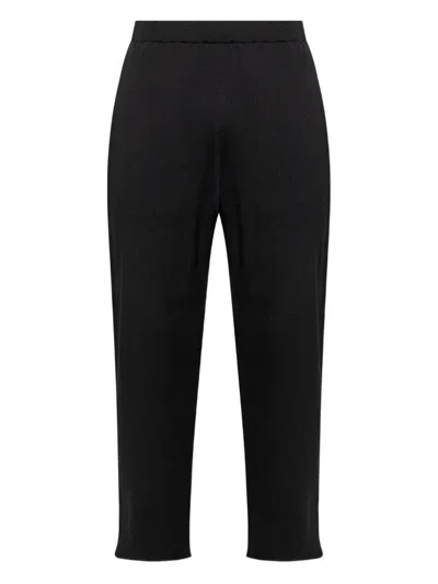 Issey Miyake Ribbed Frayed Trousers In Black
