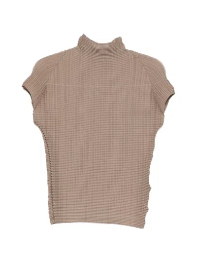 Issey Miyake Ribbed High-neck Shirt In Neutral