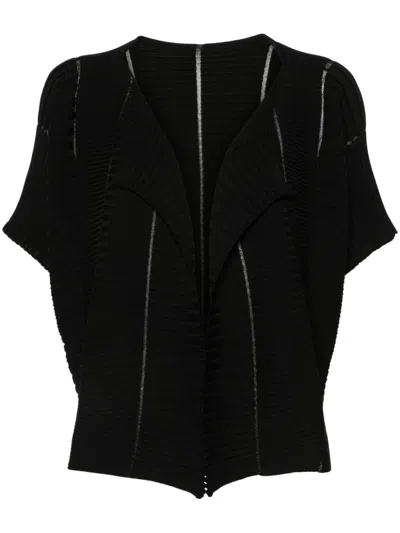 Issey Miyake Ribbed-knit Cardigan In Black