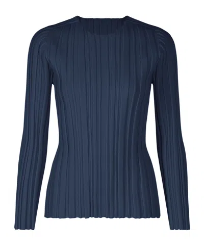 Issey Miyake Ribbed Knit Crew Neck Top In Multi