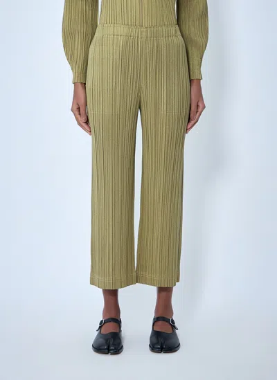 Issey Miyake Ribbed Knit Pants In Green