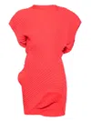 Issey Miyake Ribbed-knit Short-sleeved Top In Red