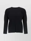 Issey Miyake Ribbed Long Sleeve Crew Neck T-shirt In Black