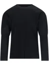 Issey Miyake Curved Hem Pleated Cotton T-shirt In Black