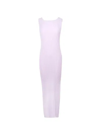 Issey Miyake Ribbed Midi Dress In Purple