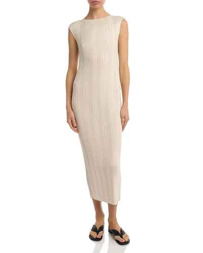 Issey Miyake Ribbed Midi Dress In White