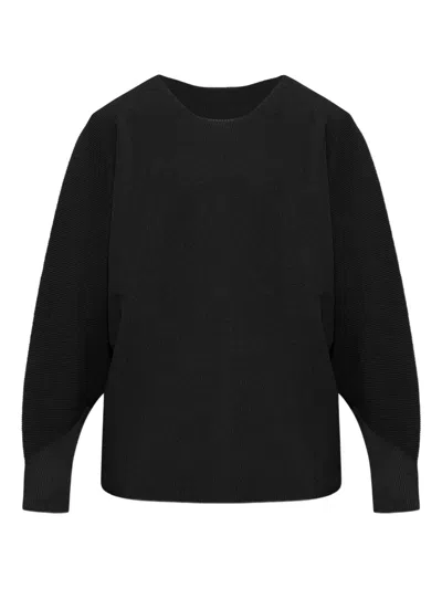 Issey Miyake Ribbed Round-neck Jumper In Black