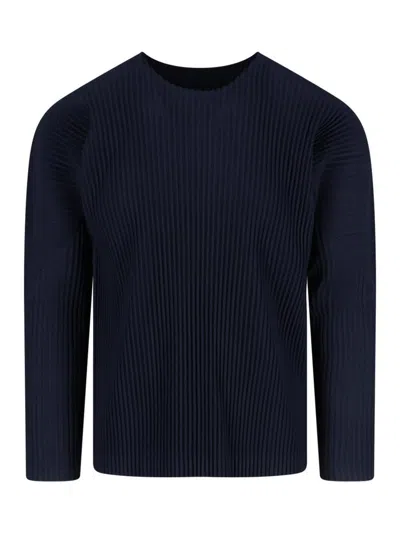 Issey Miyake Ribbed Sweatshirt In Blue