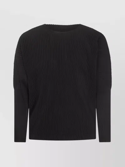 ISSEY MIYAKE RIBBED TEXTURE CREW NECK LONG SLEEVES