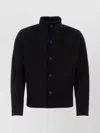 Issey Miyake Ribbed Texture High Collar Pleated Cardigan In Black
