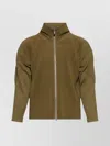 Issey Miyake Olive Green Zip-up Jacket With Ribbed Texture In Green