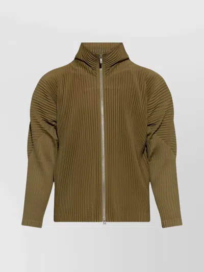 ISSEY MIYAKE RIBBED TEXTURE HIGH NECK LONG SLEEVES JACKET