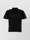 Issey Miyake Ribbed Texture Polo Shirt With Short Sleeves In Black