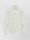 Issey Miyake Ribbed Texture Spread Collar Straight Hem Jacket In White
