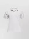 Issey Miyake Ribbed V-neck Polo Shirt With Striped Pattern In Light Grey