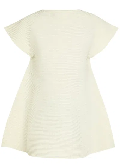 Issey Miyake Ribbed-knit Peplum Mini Dress In White