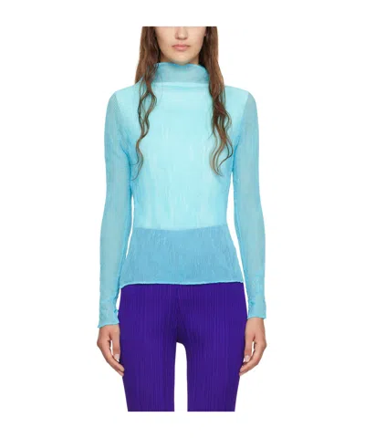 Issey Miyake Right-collar T-shirt In Blue