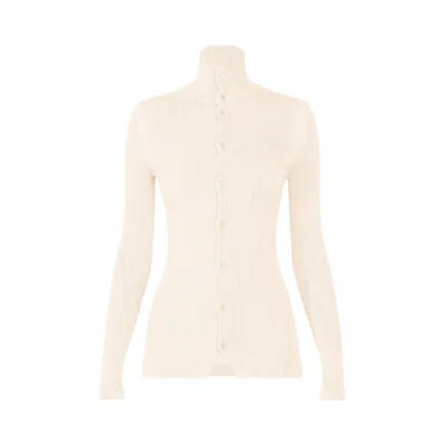 Pre-owned Issey Miyake Rill Shirt 'dull Cream' | Women's Size 2