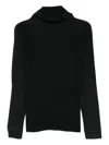 Issey Miyake Roll-neck Ribbed Top In Black