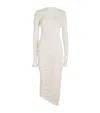 Issey Miyake Ambiguous Twisted Knit Asymmetric Midi Dress In Ivory