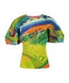 Issey Miyake Round Collar Printed T-shirt In Multicolor