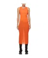 Issey Miyake Round Collar Sleeveless Dress In Orange