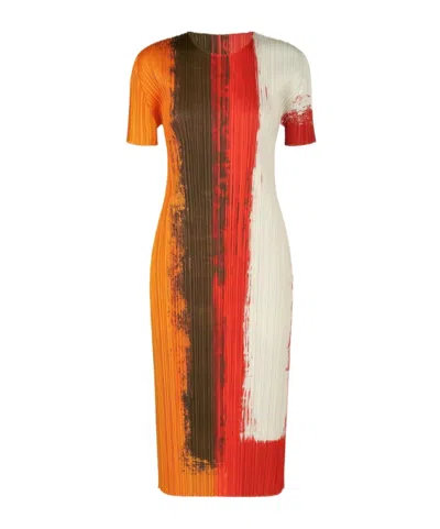 Issey Miyake Round Neck Dress In Multi