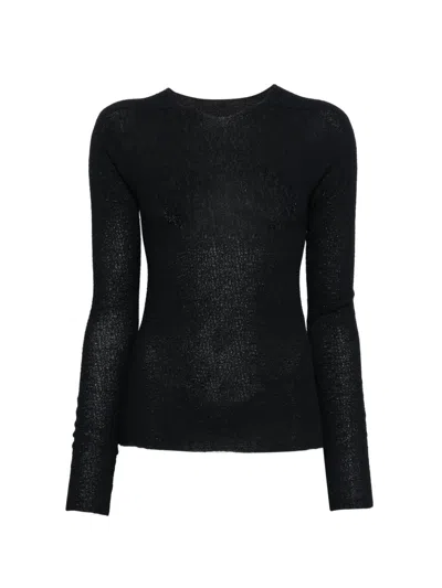 Issey Miyake Round-neck Long-sleeve Top In Black