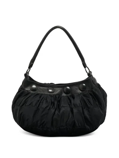 Pre-owned Issey Miyake Ruched Studded Shoulder Bag In Black