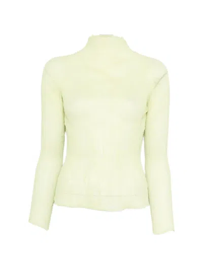 Issey Miyake Ruffled Long-sleeve T-shirt In Green