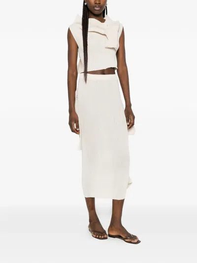 Issey Miyake Ruffled Skirt In Gray