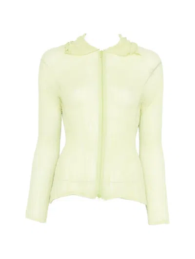 Issey Miyake Ruffled Zip-fastening Shirt In Green