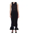 Issey Miyake Womens Black Hued Asagao One-shoulder Knitted Midi Dress In Black