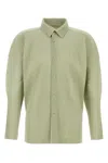 Issey Miyake Long Sleeve Structured Shoulder Polyester Shirt In Green