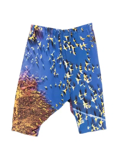 Pre-owned Issey Miyake Sarrouel Print Wrap Shorts In Blue